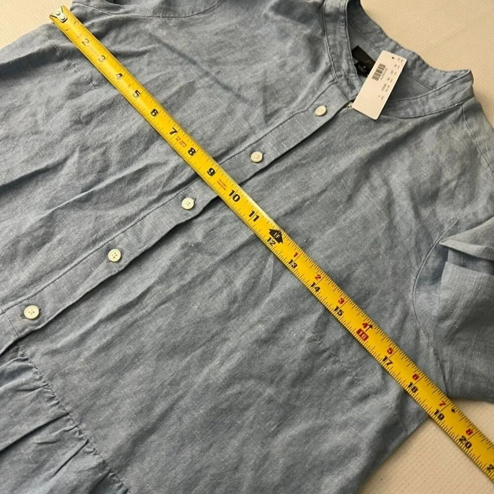 J. Crew‎ Chambray Button Down Peplum Top Shirt Blue women Size 4 NEW Linen Blend